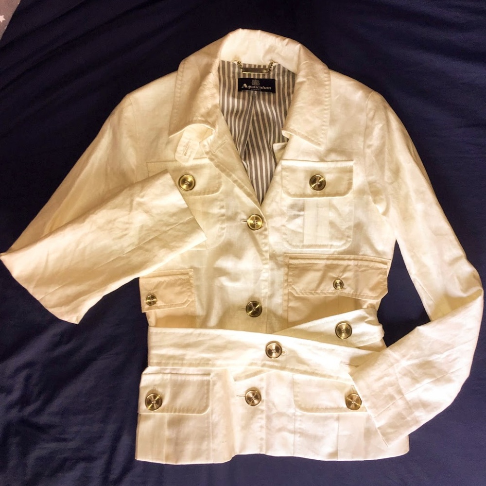 Aquascutum White/Cream Summer Jacket Linen Silk -S